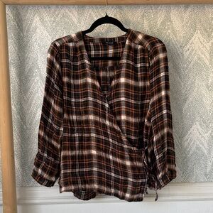 Madewell Plaid Side tie Top